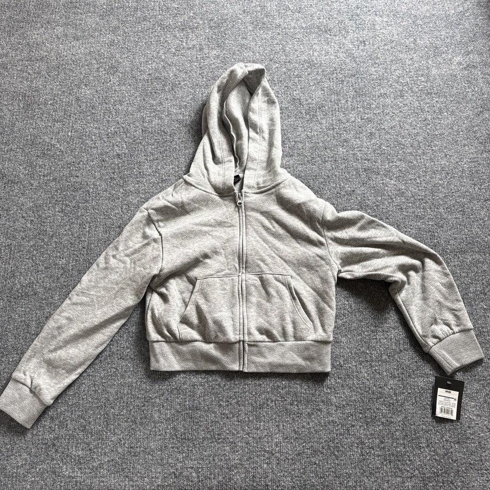 NWT Art Class Gray Full Zip Hoodie Sweatshirt Crop M (8) Girls Juniors Soft